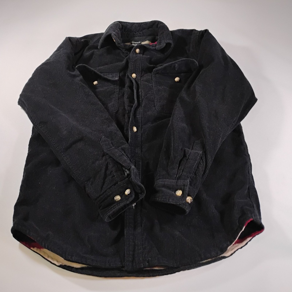 Northcrest Men's Medium Black Corduroy Lined Button Up Jacket